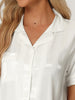 Womens Satin Striped Button Down Sleepwear Short Sleeve Long Pants Pajama Set