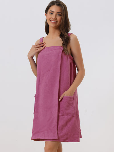 Womens Towel Wrap Bathrobe Spa Towels Robe with Adjustable Closure for Gym Shower