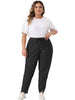 Plus Size Pants for Women Straight Leg Drawstring Elastic Loose Comfy Trousers with Pockets