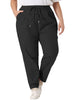 Plus Size Pants for Women Straight Leg Drawstring Elastic Loose Comfy Trousers with Pockets