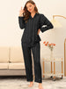 Womens Satin Sleepwear Soft Button Down Nightwear with Pants Pajama Set