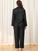 Womens Satin Sleepwear Soft Button Down Nightwear with Pants Pajama Set