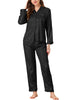 Womens Satin Sleepwear Soft Button Down Nightwear with Pants Pajama Set