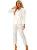 Womens Satin Sleepwear Soft Button Down Nightwear with Pants Pajama Set