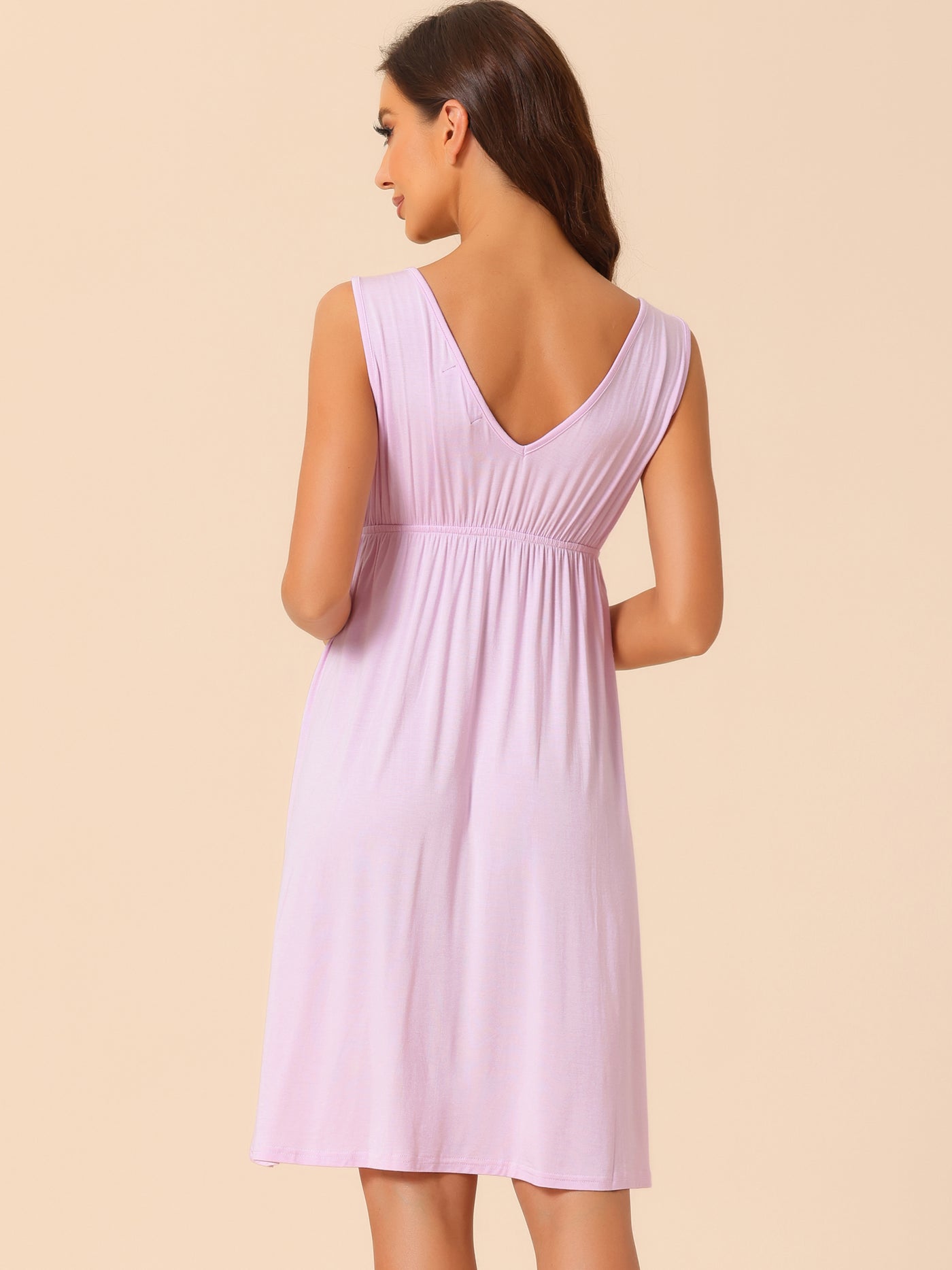 Bublédon Womens Sleeveless Pajamas V Neck Sleepwear Lace Trim Lounge Nightgowns