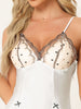 Womens Lingerie Babydoll Satin Mesh Inset Sweet Nightgown Mini Chemise Dress