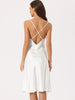 Womens Satin Nightshirt Sleeveless Backless Slit Midi Nightgown