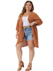 Plus Size Cardigan for Women Open Front 3/4 Sleeve Swiss Dots Lightweight Casual Cover Up
