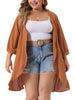 Plus Size Cardigan for Women Open Front 3/4 Sleeve Swiss Dots Lightweight Casual Cover Up