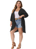 Plus Size Cardigan for Women Open Front 3/4 Sleeve Swiss Dots Lightweight Casual Cover Up