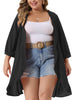 Plus Size Cardigan for Women Open Front 3/4 Sleeve Swiss Dots Lightweight Casual Cover Up