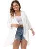 Plus Size Cardigan for Women Open Front 3/4 Sleeve Swiss Dots Lightweight Casual Cover Up