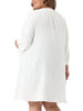 Plus Size Cardigan for Women Open Front 3/4 Sleeve Swiss Dots Lightweight Casual Cover Up