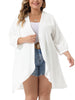 Plus Size Cardigan for Women Open Front 3/4 Sleeve Swiss Dots Lightweight Casual Cover Up