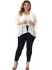 Plus Size Open Front 3/4 Sleeve Sheer Casual Lace Cover Up