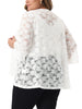 Plus Size Open Front 3/4 Sleeve Sheer Casual Lace Cover Up