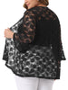 Plus Size Open Front 3/4 Sleeve Sheer Casual Lace Cover Up
