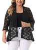 Plus Size Open Front 3/4 Sleeve Sheer Casual Lace Cover Up