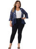 Plus Size Open Front 3/4 Sleeve Sheer Casual Lace Cover Up