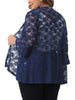 Plus Size Open Front 3/4 Sleeve Sheer Casual Lace Cover Up