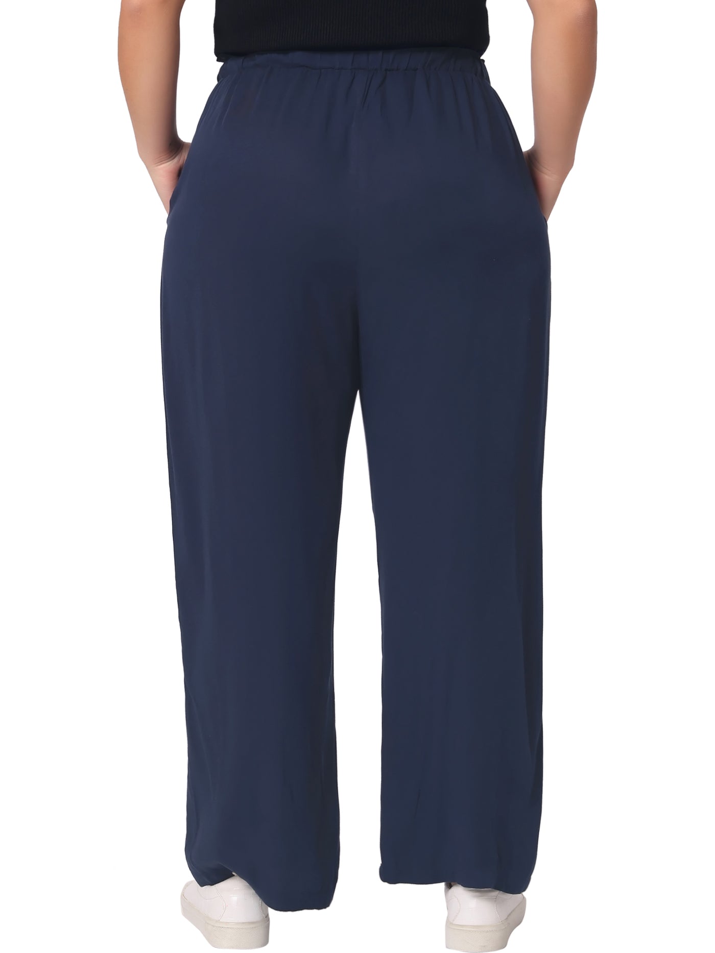 Bublédon Plus Size Palazzo Stretchy High Waisted with Pocket Wide Leg Pants