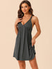 Womens Sleeveless Sleepwear Chemises Lingerie V Neck Full Slip Soft Pajama Dress