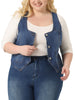 Plus Size Denim Jackets for Women Sleeveless Lightweight Button Jean Crop Waistcoat Vests