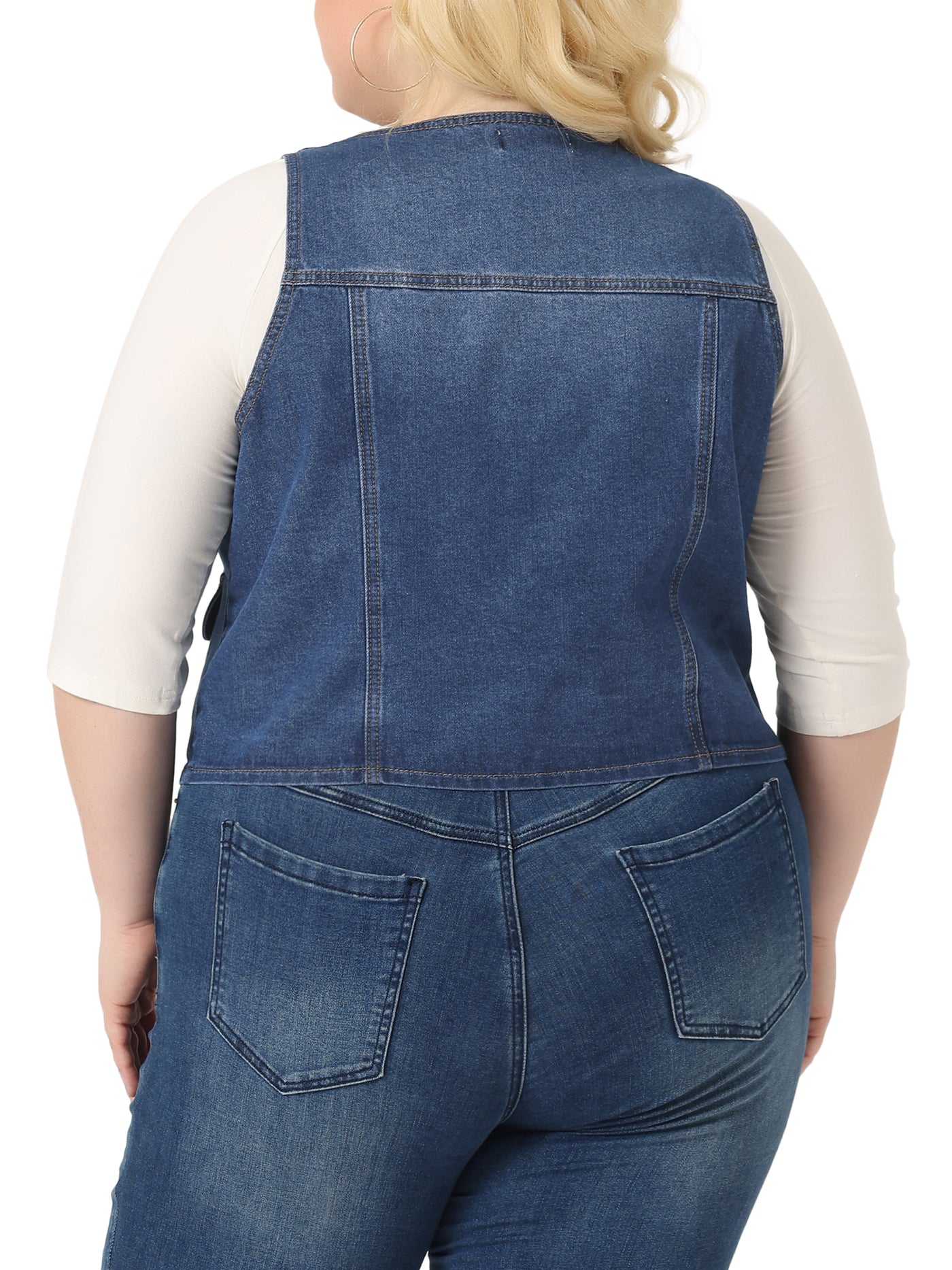Bublédon Plus Size Denim Jackets for Women Sleeveless Lightweight Button Jean Crop Waistcoat Vests