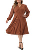 Plus Size Dresses for Women Long Sleeve Swiss Dots Wrap V Neck Formal Knee Length Dress