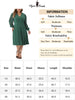 Plus Size Dresses for Women Long Sleeve Swiss Dots Wrap V Neck Formal Knee Length Dress