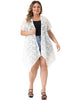 Plus Size Cardigan for Women Lace Crochet Short Sleeves Sheer Cover Up