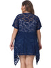 Plus Size Cardigan for Women Lace Crochet Short Sleeves Sheer Cover Up