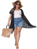 Plus Size Cardigan for Women Lace Crochet Short Sleeves Sheer Cover Up