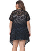 Plus Size Cardigan for Women Lace Crochet Short Sleeves Sheer Cover Up