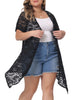 Plus Size Cardigan for Women Lace Crochet Short Sleeves Sheer Cover Up