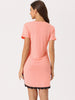 Womens Pajama Dress Lace Trim V-Neck Short Sleeves Lounge Nightgowns