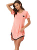Womens Pajama Dress Lace Trim V-Neck Short Sleeves Lounge Nightgowns