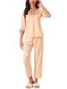 Womens Satin Pajama Set Half Sleeve Lace Trim with Long Pants 2 Piece Sleepwear Sets