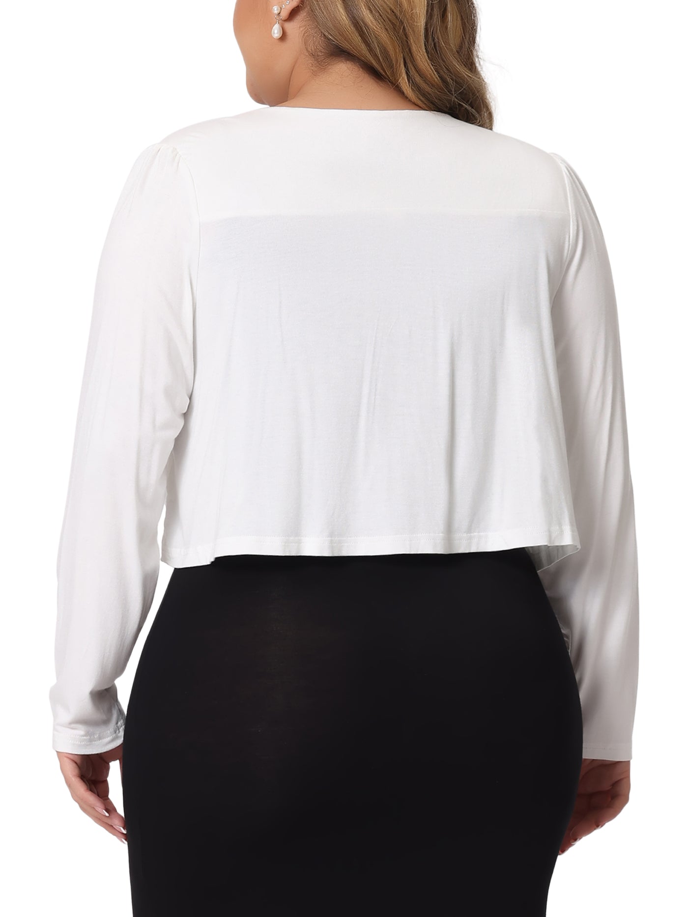 Bublédon Plus Size Cardigan for Women Long Sleeve Open Front Elegant Cropped Shrugs Bolero Cardigans