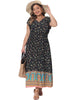 Plus Size Dress for Women Bohemian Floral V Neck Ruffle Sleeve Summer Beach Casual Boho Maxi Dresses
