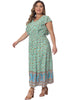 Plus Size Dress for Women Bohemian Floral V Neck Ruffle Sleeve Summer Beach Casual Boho Maxi Dresses