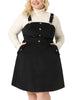 Plus Size Corduroy Pinafore Adjustable Strap Overall Dress Suspender Skirt