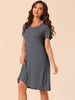 Womens Sleepshirt Short Sleeve Ruffle Nightgown Sleeping Shirts Loungewear Nightshirts