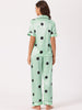 Womens Satin Sleepwear Button Down Short Sleeve with Loose Pants Silky Lounge Pajama Sets