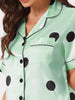 Womens Satin Sleepwear Button Down Short Sleeve with Loose Pants Silky Lounge Pajama Sets