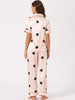 Womens Satin Sleepwear Button Down Short Sleeve with Loose Pants Silky Lounge Pajama Sets