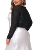 Plus Size Mesh Crop Cardigans for Women Long Sleeve Open Front See Through Sheer Bolero Shrug Top