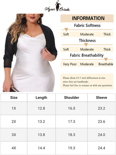 Plus Size Mesh Crop Cardigans for Women Long Sleeve Open Front See Through Sheer Bolero Shrug Top