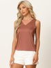 Womens Satin Tank Top Silky Casual Basic V Neck Sleeveless Blouse