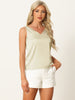 Womens Satin Tank Top Silky Casual Basic V Neck Sleeveless Blouse